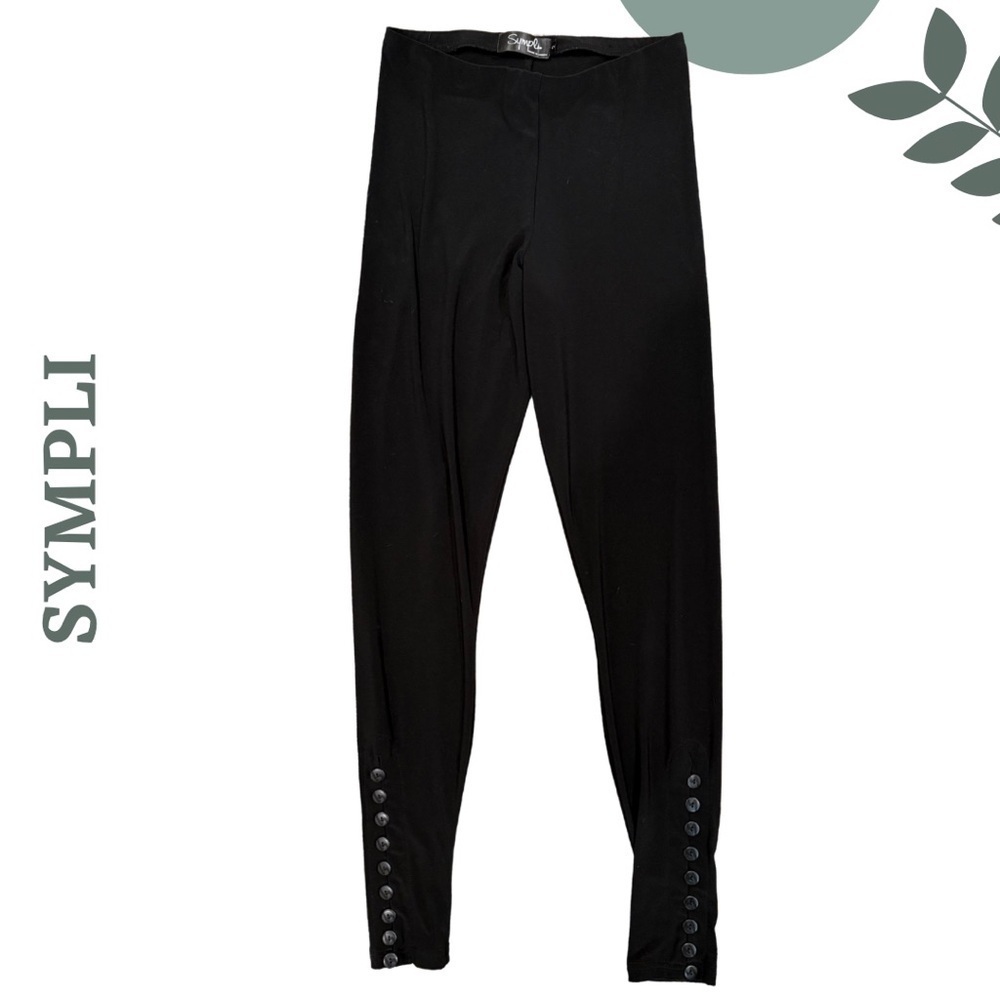 Sympli Stretch Leggings with Ankle Button Detail | Made in 🇨🇦 | Black | Size 2